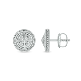 1/4 CT. T.W. Diamond Partition Raised Point Stud Earrings in Sterling Silver