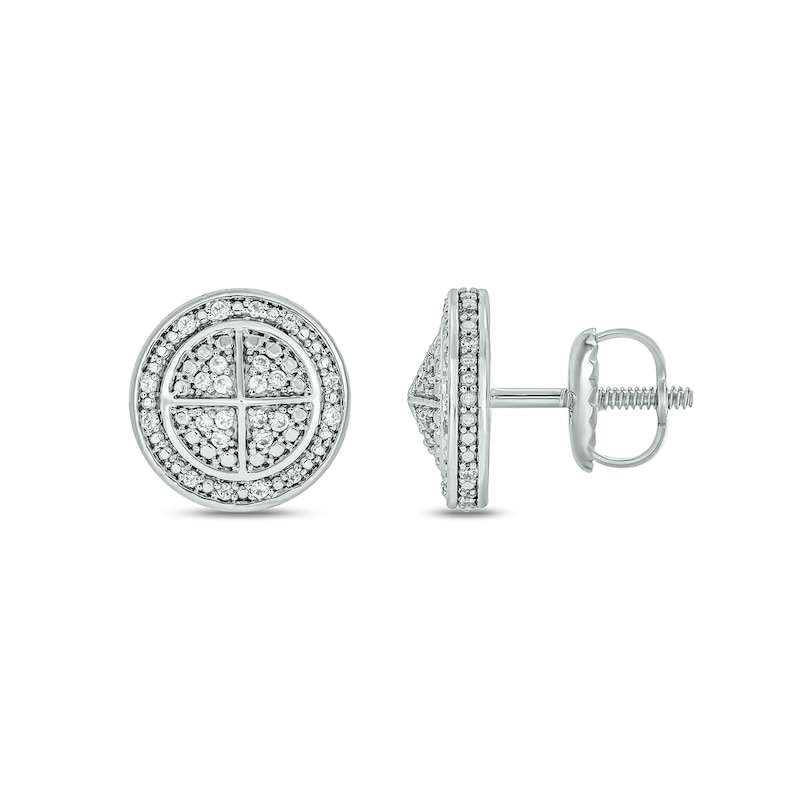 Main Image 1 of 1/4 CT. T.W. Diamond Partition Raised Point Stud Earrings in Sterling Silver