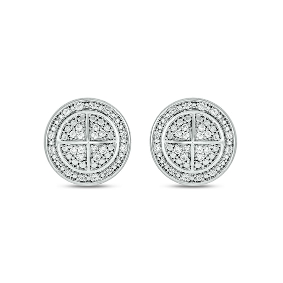 1/4 CT. T.w. Diamond Partition Raised Point Stud Earrings in Sterling Silver