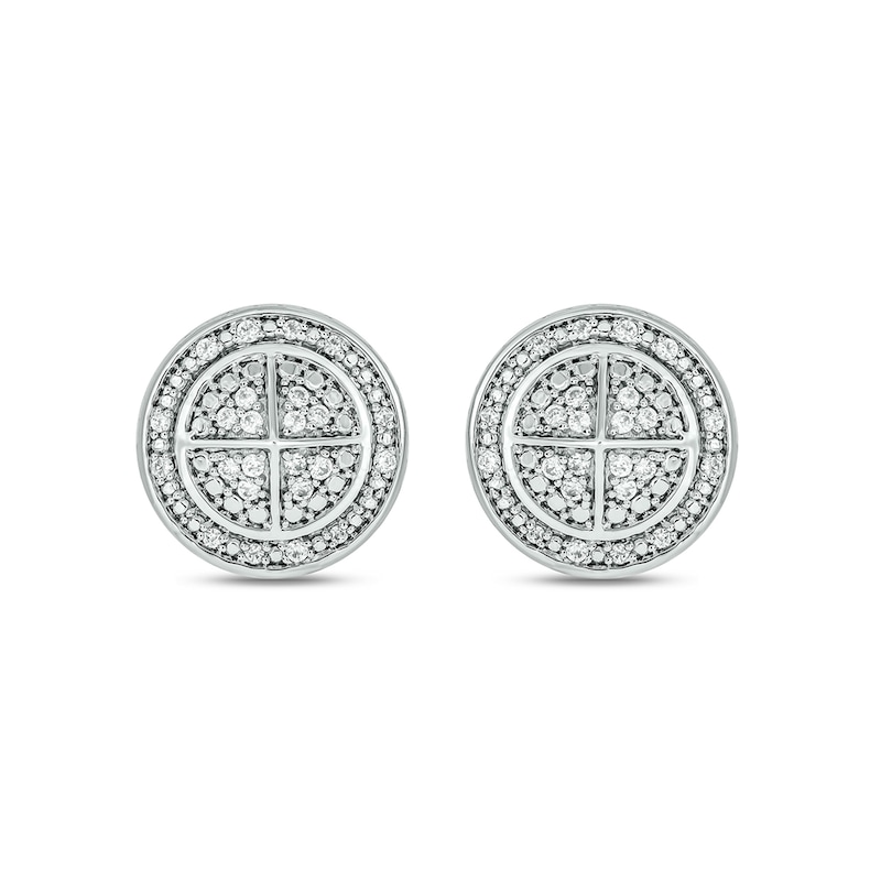 Main Image 2 of 1/4 CT. T.W. Diamond Partition Raised Point Stud Earrings in Sterling Silver