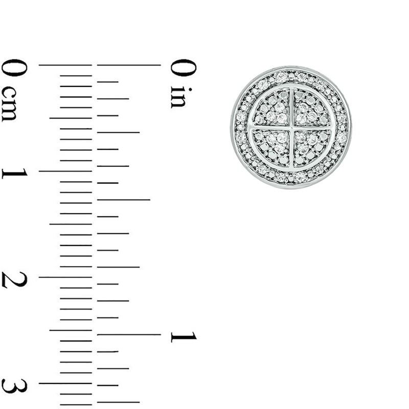 Main Image 3 of 1/4 CT. T.W. Diamond Partition Raised Point Stud Earrings in Sterling Silver