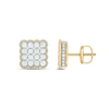 Thumbnail Image 1 of 1 CT. T.W. Square Multi-Diamond Scallop Frame Stud Earrings in 10K Gold