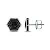 Thumbnail Image 1 of 1/3 CT. T.W. Hexagonal Black Multi-Diamond Frame Stud Earrings in Sterling Silver