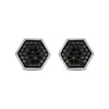 Thumbnail Image 2 of 1/3 CT. T.W. Hexagonal Black Multi-Diamond Frame Stud Earrings in Sterling Silver