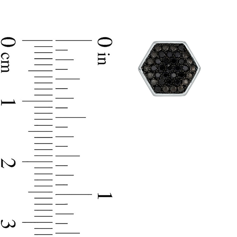 Main Image 3 of 1/3 CT. T.W. Hexagonal Black Multi-Diamond Frame Stud Earrings in Sterling Silver