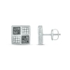 Thumbnail Image 1 of 1/3 CT. T.W. Four Square Black and White Multi-Diamond Frame Stud Earrings in Sterling Silver
