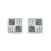 Thumbnail Image 2 of 1/3 CT. T.W. Four Square Black and White Multi-Diamond Frame Stud Earrings in Sterling Silver