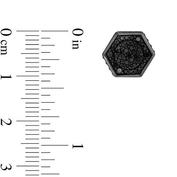 1/2 CT. T.w. Hexagonal Black Multi-Diamond Frame Stud Earrings in Sterling Silver with Black Rhodium