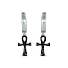 Thumbnail Image 2 of Men's 1/4 CT. T.W. Black Diamond Ankh Hoop Drop Earrings in Sterling Silver