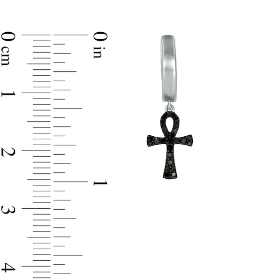 1/4 CT. T.w. Black Diamond Ankh Hoop Drop Earrings in Sterling Silver