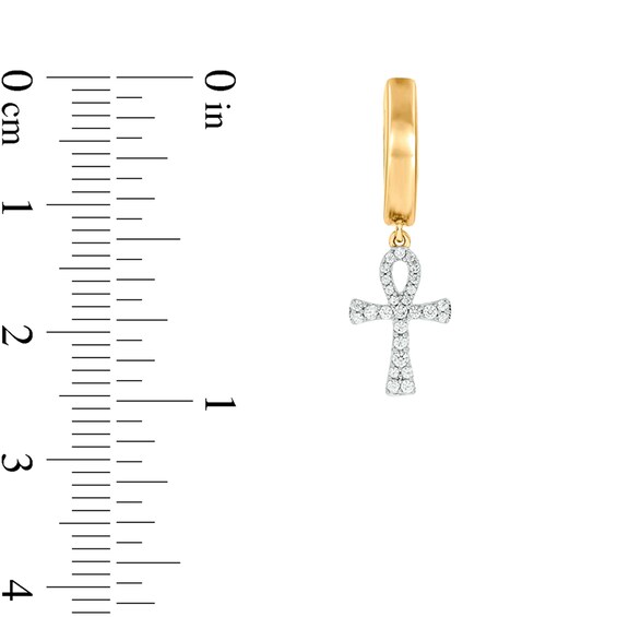 1/4 CT. T.w. Diamond Ankh Hoop Drop Earrings in Sterling Silver with 14K Gold Plate