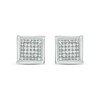 Thumbnail Image 1 of Men's 1/4 CT. T.W. Square Multi-Diamond Tapered Frame Stud Earrings in 10K White Gold