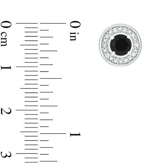 5.0mm Onyx and 1/5 CT. T.w. Diamond Frame Stud Earrings in Sterling Silver
