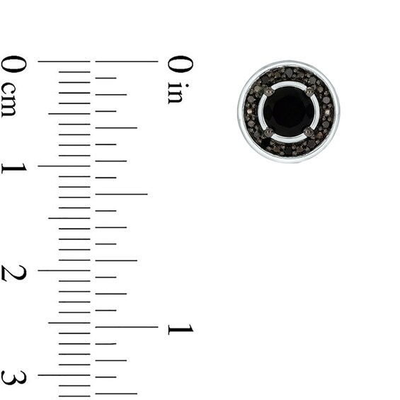 5.0mm Onyx and 1/5 CT. T.w. Black Diamond Frame Stud Earrings in Sterling Silver