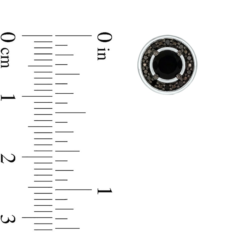 Men's 5.0mm Onyx and 1/5 CT. T.W. Black Diamond Frame Stud Earrings in Sterling Silver