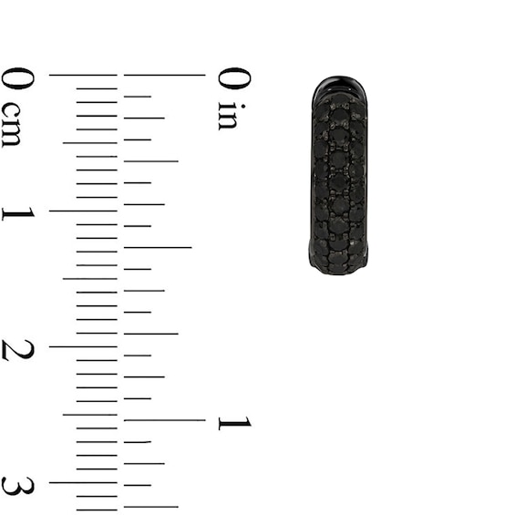 1 CT. T.w. Black Diamond Triple Row Huggie Hoop Earrings in Sterling Silver with Black Rhodium