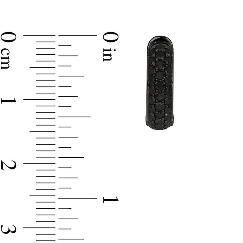 Main Image 3 of Men's 1 CT. T.W. Black Diamond Triple Row Huggie Hoop Earrings in Sterling Silver with Black Rhodium