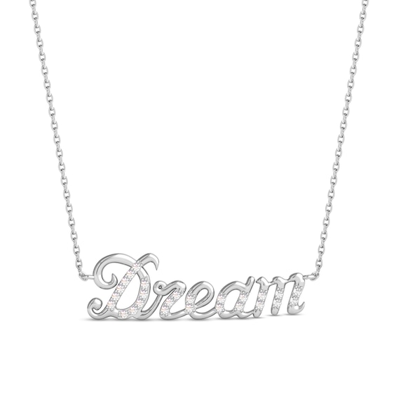 Enchanted Disney Ariel 1/10 CT. T.w. Diamond Cursive "Dream" Necklace in Sterling Silver