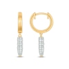 Men's 1/3 CT. T.W. Diamond Tapered Cylinder Hoop Drop Earrings in Sterling Silver with 14K Gold Plate