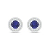 Thumbnail Image 2 of Men's 6.0mm Blue Lab-Created Sapphire and 1/4 CT. T.W. Diamond Frame Stud Earrings in Sterling Silver