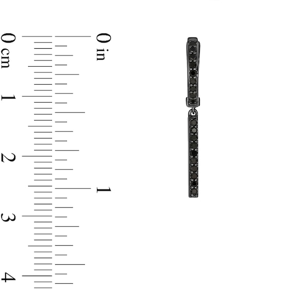 1/3 CT. T.w. Black Diamond Bar Hoop Drop Earrings in Sterling Silver with Black Rhodium