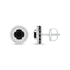 Men's 6.0mm Onyx And 1/4 CT. T.w. Black And White Diamond Frame Stud Earrings In 10K White Gold