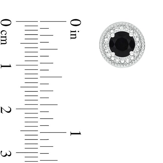 6.0mm Onyx and 1/4 CT. T.w. Black and White Diamond Frame Stud Earrings in 10K White Gold