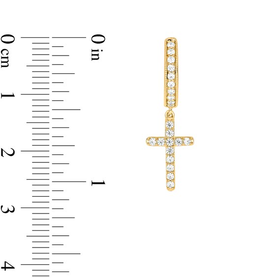 1/2 CT. T.w. Diamond Cross Hoop Drop Earrings in 10K Gold