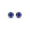 Thumbnail Image 2 of Men's 6.0mm Blue Lab-Created Sapphire and 1/20 CT. T.W. Diamond Side Accent Stud Earrings in Sterling Silver