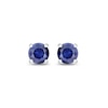 Thumbnail Image 1 of Men's 6.0mm Blue Lab-Created Sapphire and 1/20 CT. T.W. Diamond Side Accent Stud Earrings in Sterling Silver