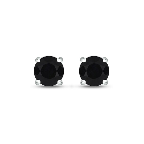 6.0mm Onyx and 1/20 CT. T.w. Diamond Side Accent Stud Earrings in Sterling Silver