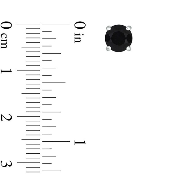 6.0mm Onyx and 1/20 CT. T.w. Diamond Side Accent Stud Earrings in Sterling Silver