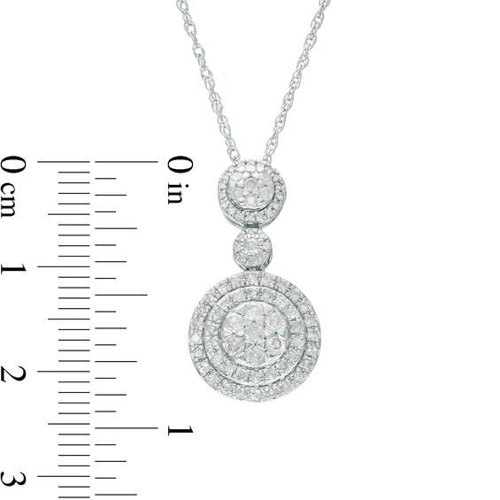 1-3/4 CT. T.w. Multi-Diamond Double Frame Pendant and Drop Earrings Set in 10K White Gold