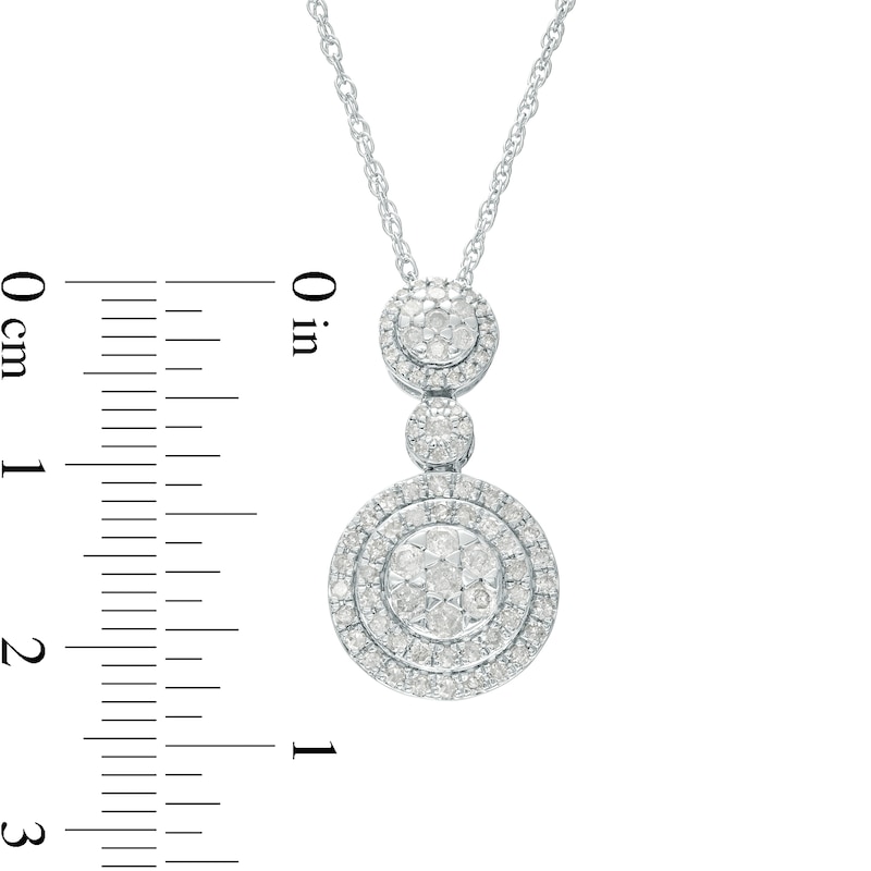 Main Image 3 of 1-3/4 CT. T.W. Multi-Diamond Double Frame Pendant and Drop Earrings Set in 10K White Gold