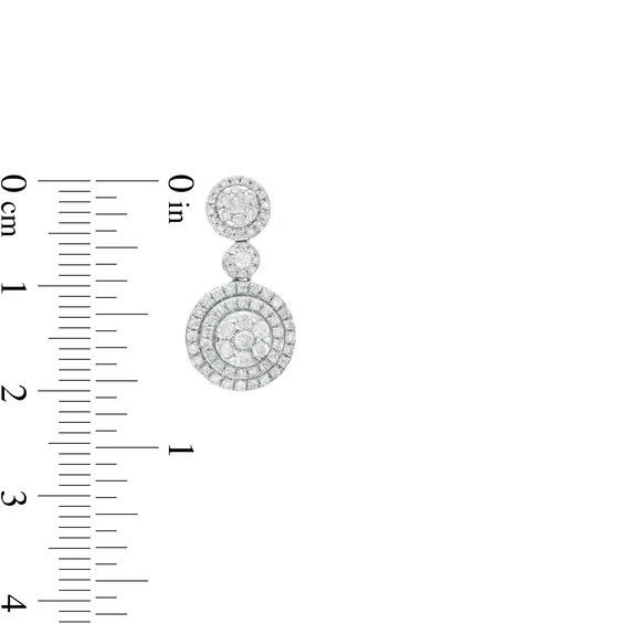 1-3/4 CT. T.w. Multi-Diamond Double Frame Pendant and Drop Earrings Set in 10K White Gold