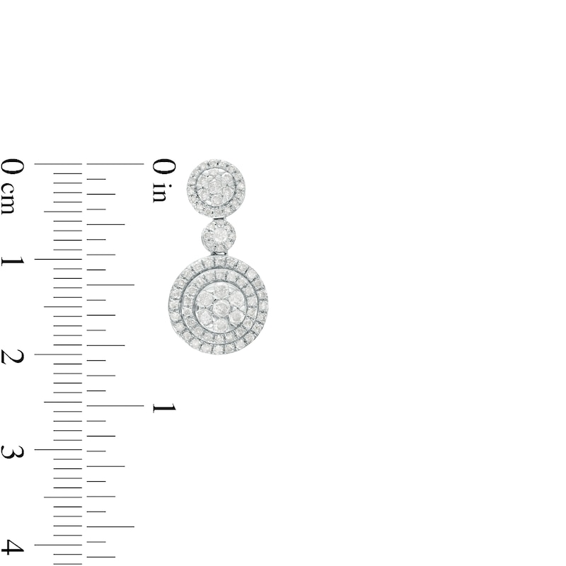 Main Image 4 of 1-3/4 CT. T.W. Multi-Diamond Double Frame Pendant and Drop Earrings Set in 10K White Gold