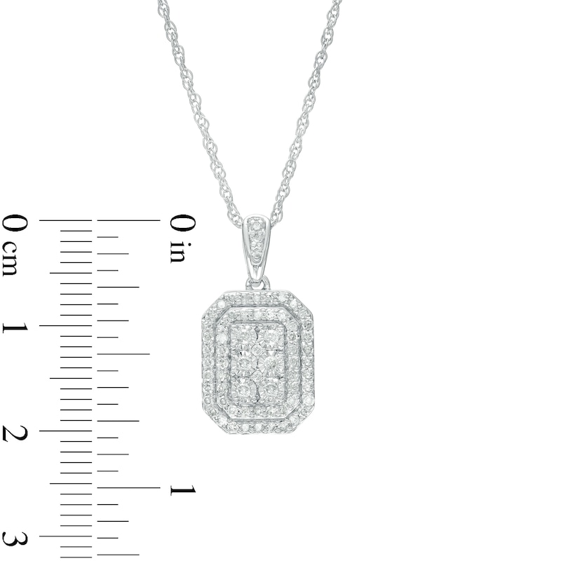 7/8 CT. T.W. Octagonal Multi-Diamond Double Frame Pendant and Stud Earrings Set in 10K White Gold