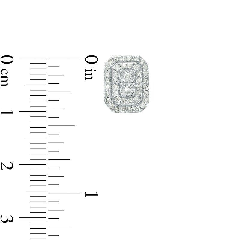 Main Image 4 of 7/8 CT. T.W. Octagonal Multi-Diamond Double Frame Pendant and Stud Earrings Set in 10K White Gold