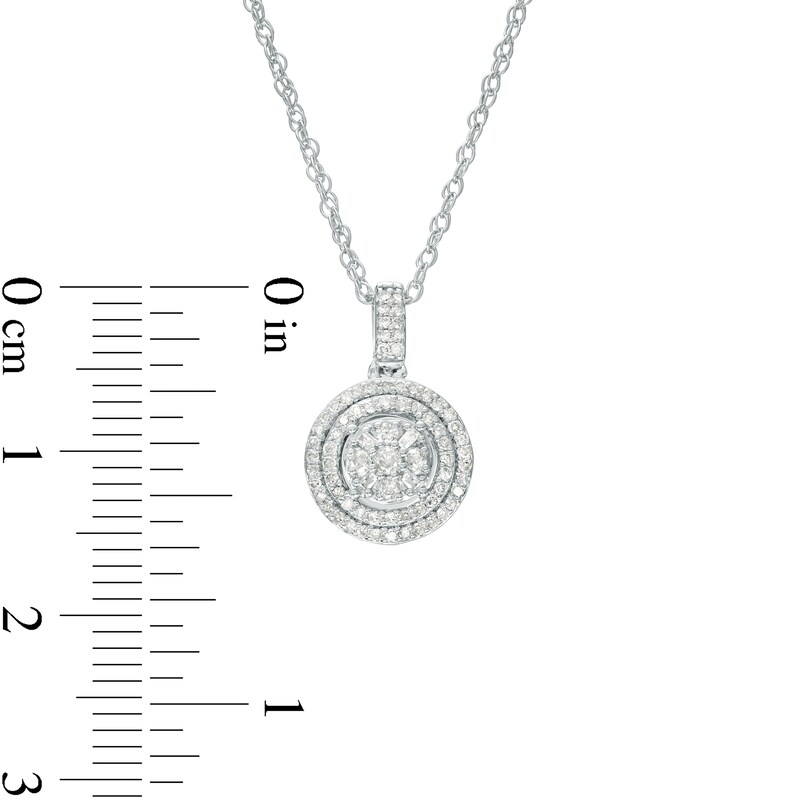 Main Image 3 of 5/8 CT. T.W. Multi-Diamond Double Frame Pendant and Stud Earrings Set in 10K White Gold 
