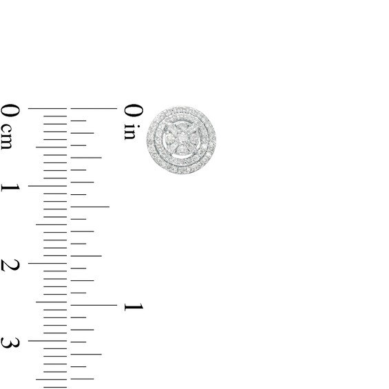 5/8 CT. T.w. Multi-Diamond Double Frame Pendant and Stud Earrings Set in 10K White Gold