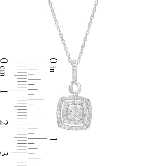 1-1/4 CT. T.w. Cushion-Shaped Multi-Diamond Frame Pendant and Drop Earrings Set in 10K White Gold