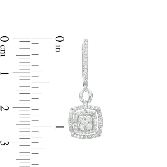 1-1/4 CT. T.w. Cushion-Shaped Multi-Diamond Frame Pendant and Drop Earrings Set in 10K White Gold