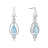 Enchanted Disney Elsa Pear-Shaped Aquamarine, Blue Topaz and 1/6 CT. T.W. Diamond Drop Earrings in Sterling Silver