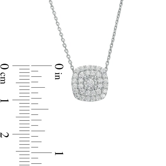 1 CT. T.w. Diamond Double Cushion-Shaped Frame Pendant and Stud Earrings Set in Sterling Silver - 17"
