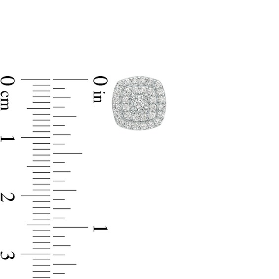 1 CT. T.w. Diamond Double Cushion-Shaped Frame Pendant and Stud Earrings Set in Sterling Silver - 17"