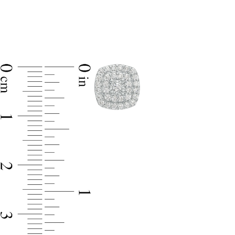 Main Image 3 of 1 CT. T.W. Diamond Double Cushion-Shaped Frame Pendant and Stud Earrings Set in Sterling Silver - 17"