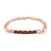 Thumbnail Image 1 of Octagonal Garnet Five Stone Bracelet in Sterling Silver with 18K Rose Gold Plate - 7.25"