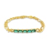 Thumbnail Image 1 of Octagonal Lab-Created Emerald Five Stone Bracelet in Sterling Silver with 18K Gold Plate - 7.25"