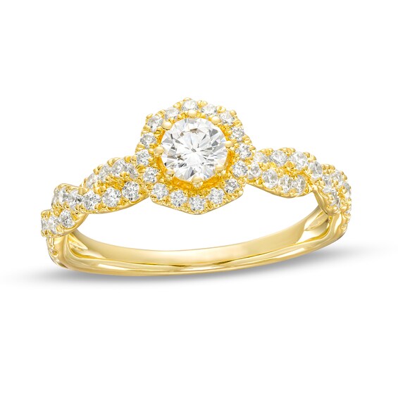 3/4 CT. T.w. Diamond Frame Twist Shank Engagement Ring in 14K Gold (I/I2)