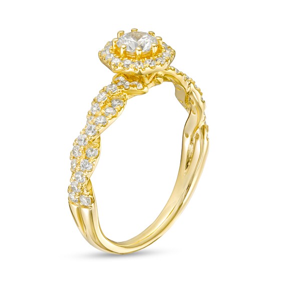 3/4 CT. T.w. Diamond Frame Twist Shank Engagement Ring in 14K Gold (I/I2)